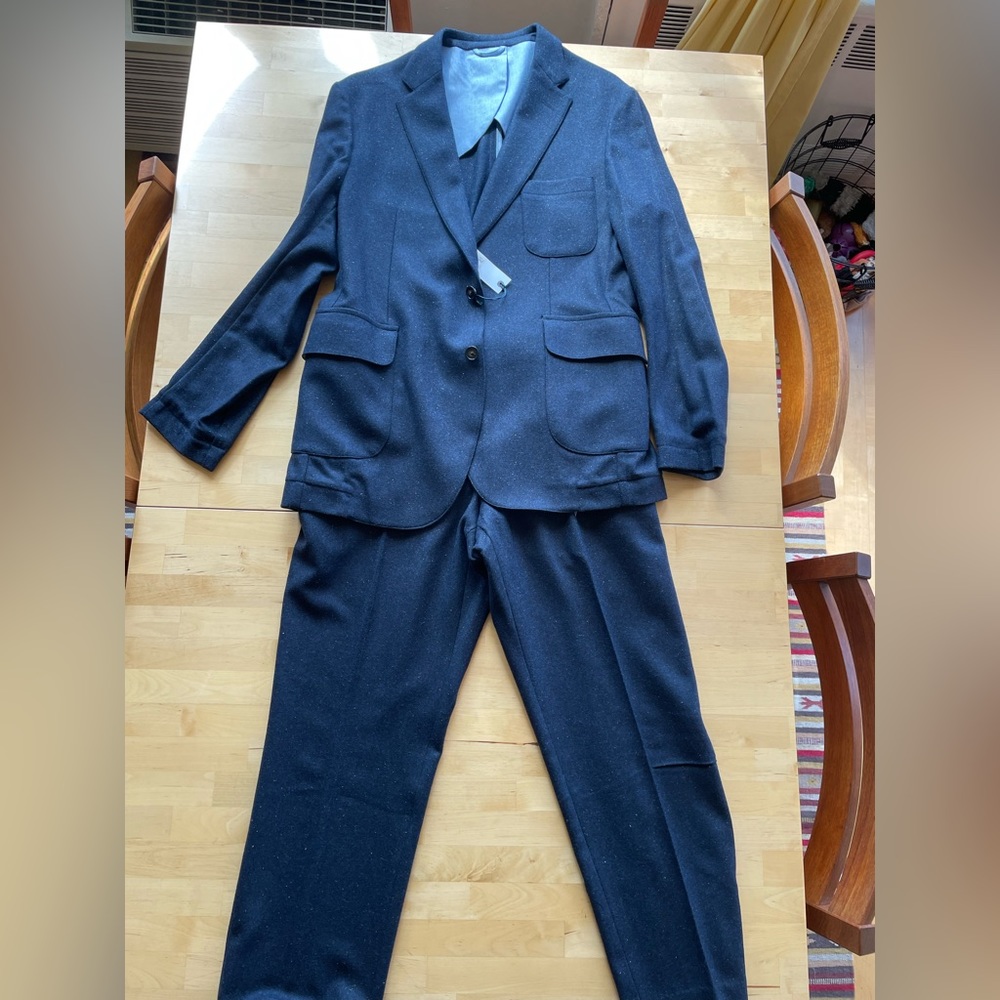 Taylor Stitch Telegraph Suit - Navy Donegal Boiled Wool - Jacket 42, pants 34